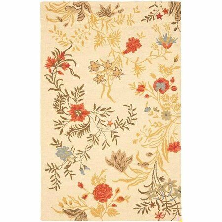 SAFAVIEH 6 x 6 ft. Square Country and Floral Blossom- Beige and Multi Hand Hooked Rug BLM916A-6SQ
